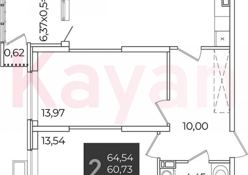 Продажа 2-комн. квартиры, 60.73 кв.м фото 0