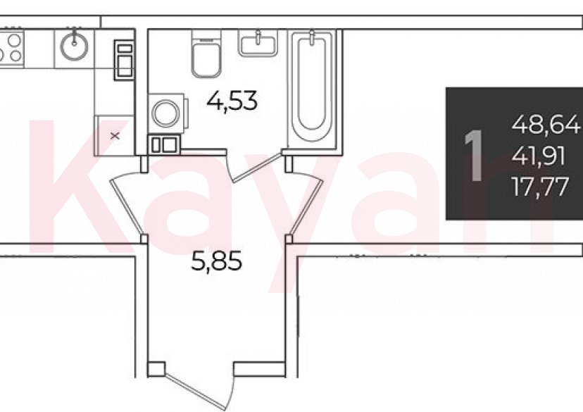 Продажа 1-комн. квартиры, 41.91 кв.м фото 0