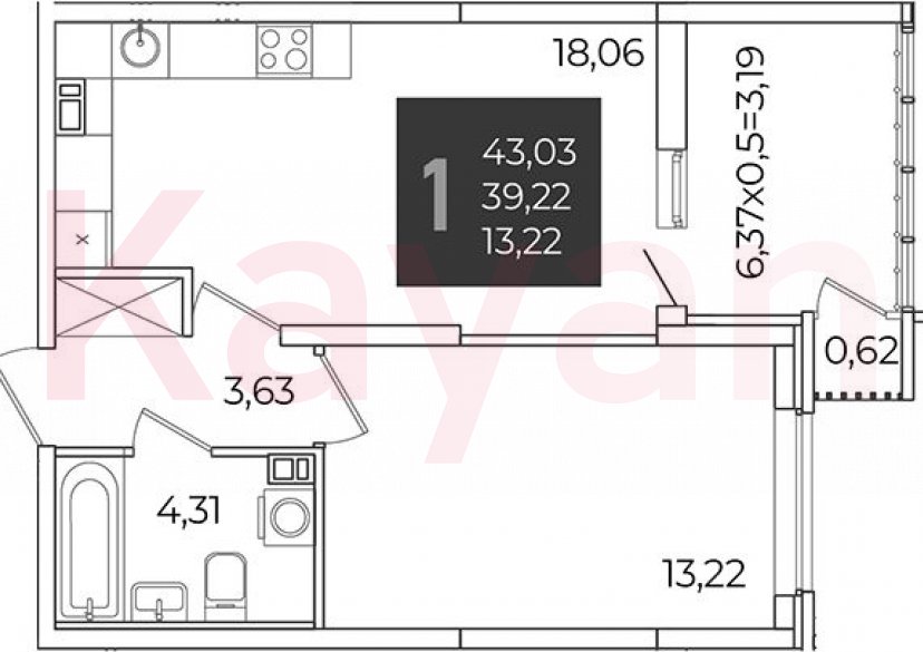 Продажа 1-комн. квартиры, 39.22 кв.м фото 0