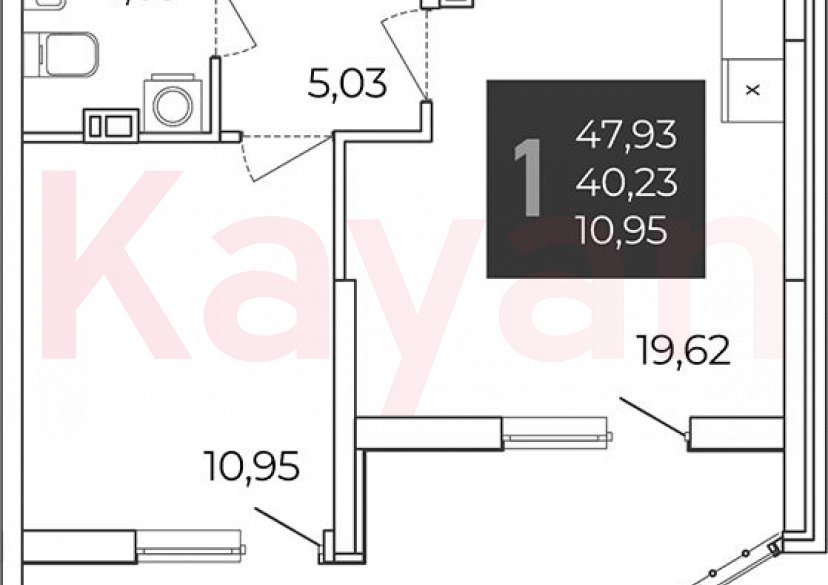 Продажа 1-комн. квартиры, 40.23 кв.м фото 0