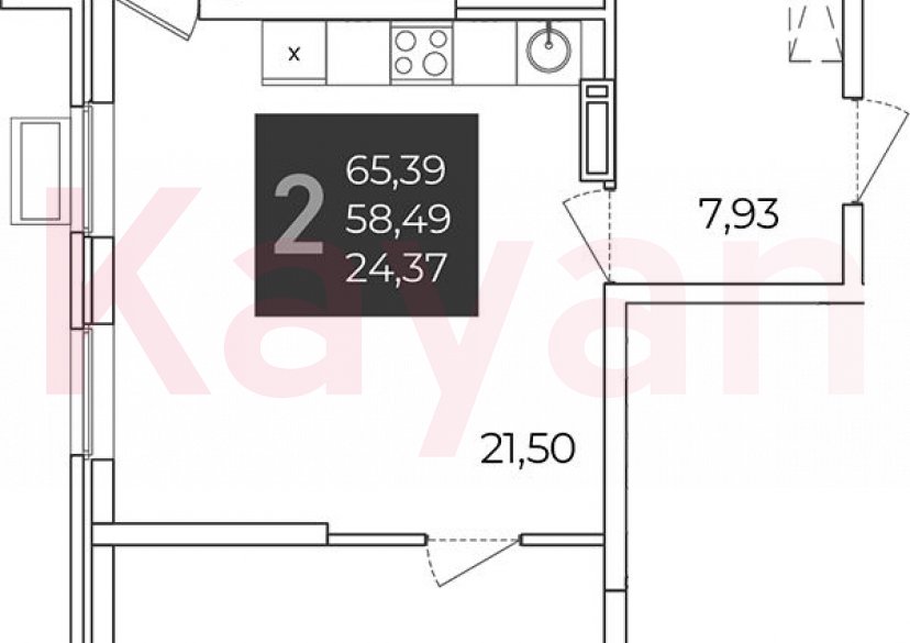 Продажа 2-комн. квартиры, 58.49 кв.м фото 0