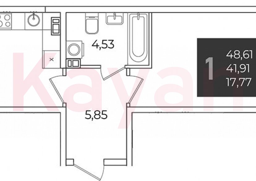 Продажа 1-комн. квартиры, 41.91 кв.м фото 0