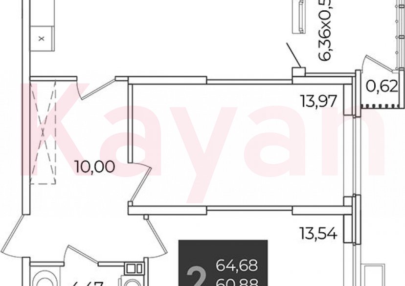 Продажа 2-комн. квартиры, 60.88 кв.м фото 0