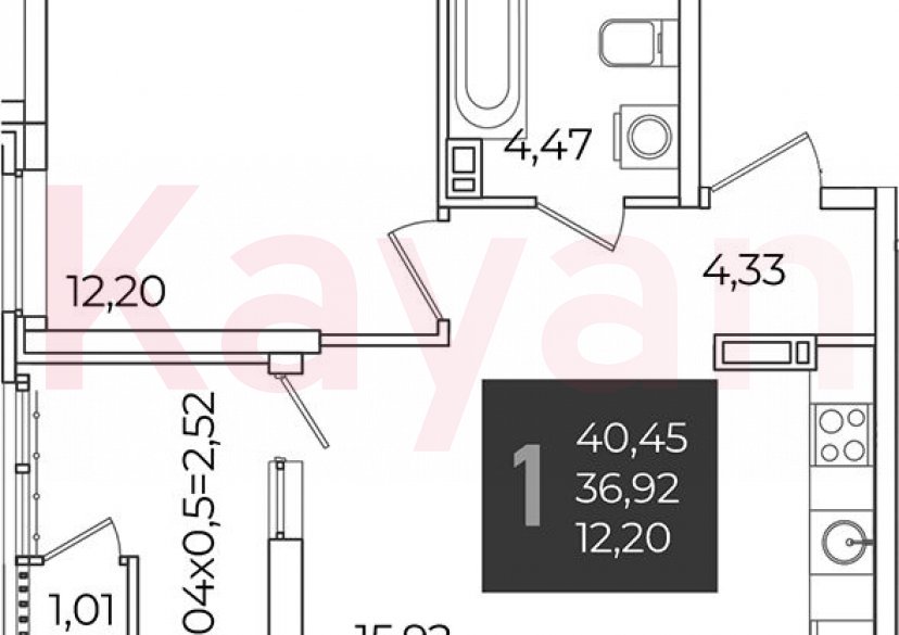 Продажа 1-комн. квартиры, 36.92 кв.м фото 0