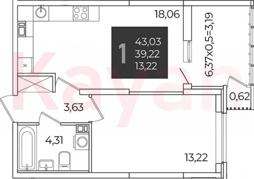 Продажа 1-комн. квартиры, 39.22 кв.м фото 0