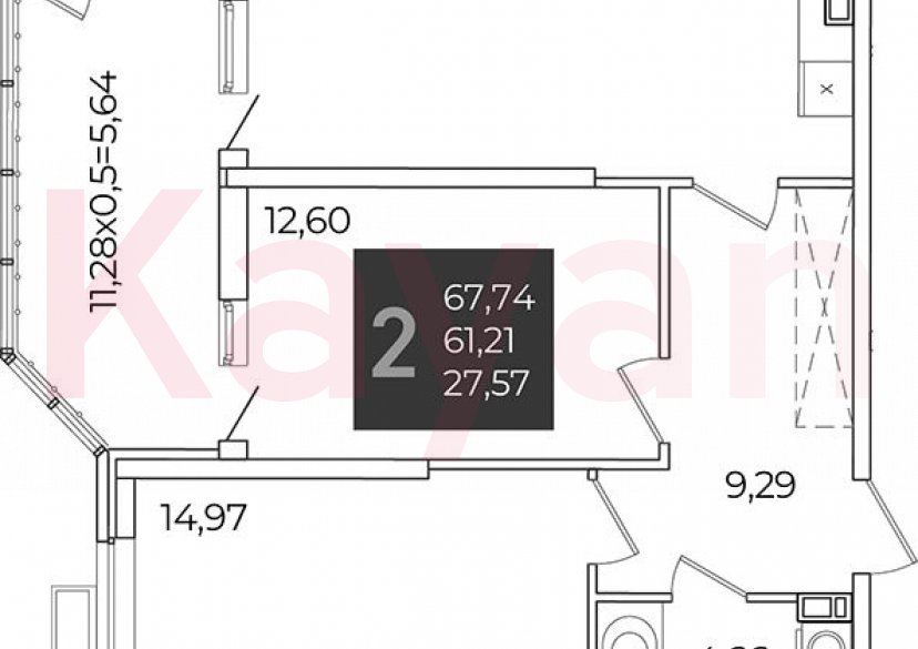 Продажа 2-комн. квартиры, 61.21 кв.м фото 0