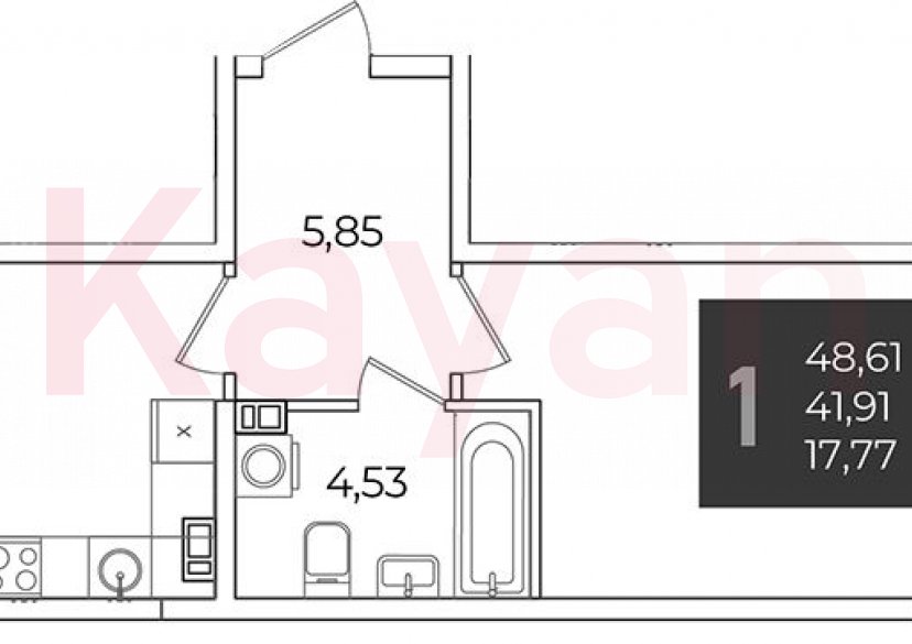 Продажа 1-комн. квартиры, 41.91 кв.м фото 0