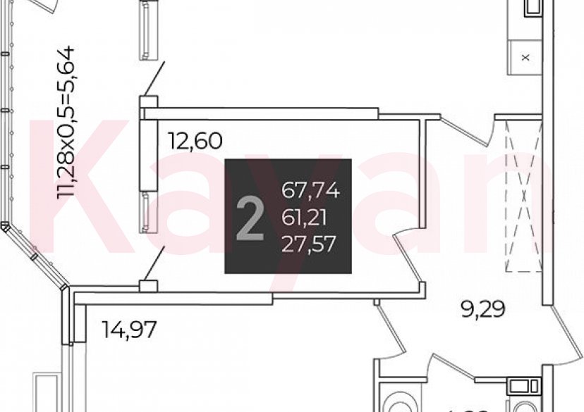 Продажа 2-комн. квартиры, 61.21 кв.м фото 0