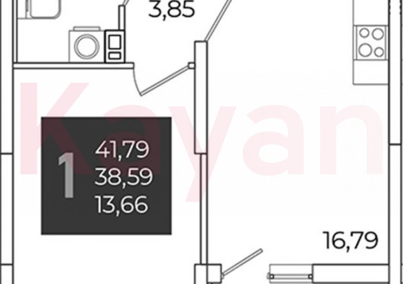 Продажа 1-комн. квартиры, 38.59 кв.м фото 0