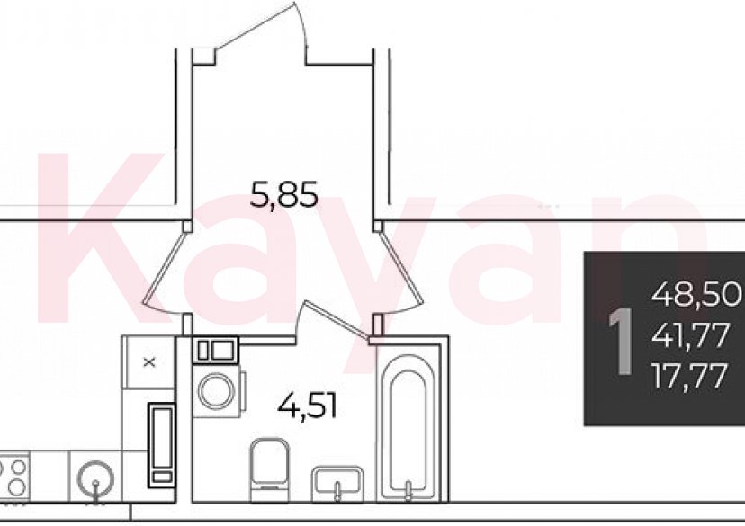 Продажа 1-комн. квартиры, 41.77 кв.м фото 0