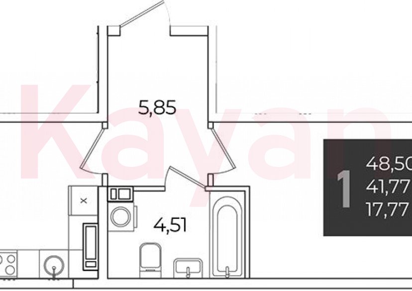 Продажа 1-комн. квартиры, 41.77 кв.м фото 0