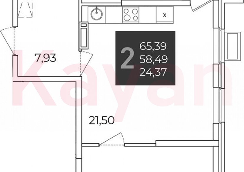 Продажа 2-комн. квартиры, 58.49 кв.м фото 0