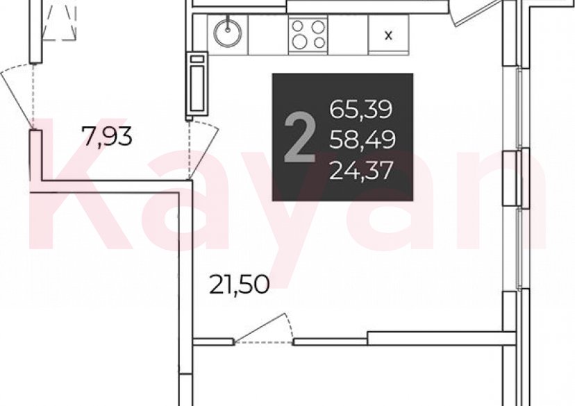 Продажа 2-комн. квартиры, 58.49 кв.м фото 0