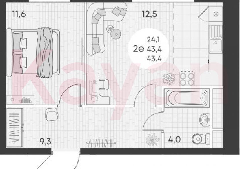 Продажа 2-комн. квартиры, 43.4 кв.м фото 0