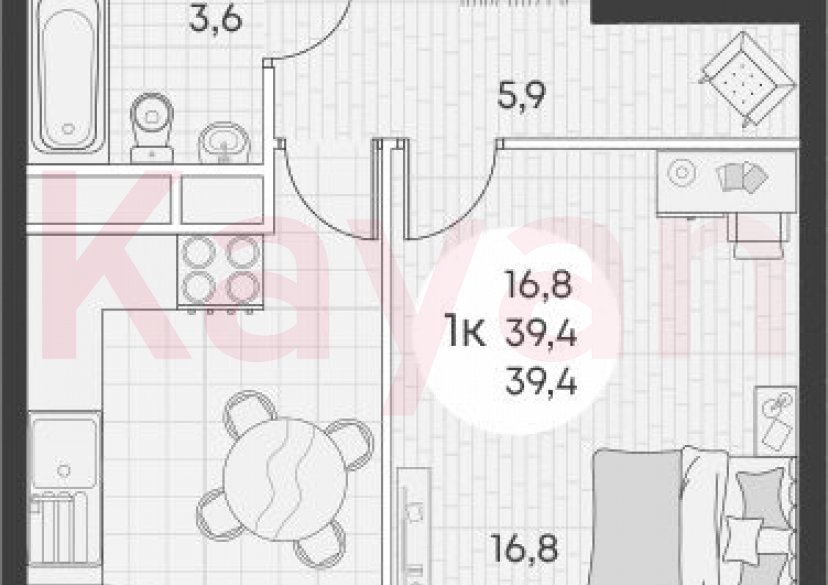 Продажа 1-комн. квартиры, 39.4 кв.м фото 0