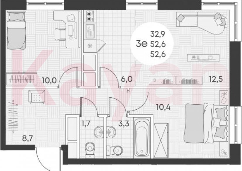 Продажа 3-комн. квартиры, 52.6 кв.м фото 0