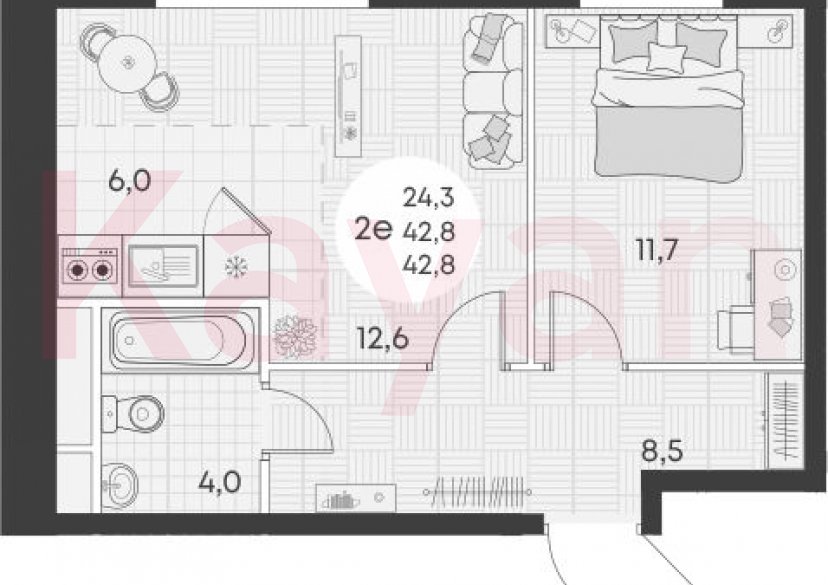 Продажа 2-комн. квартиры, 42.8 кв.м фото 0