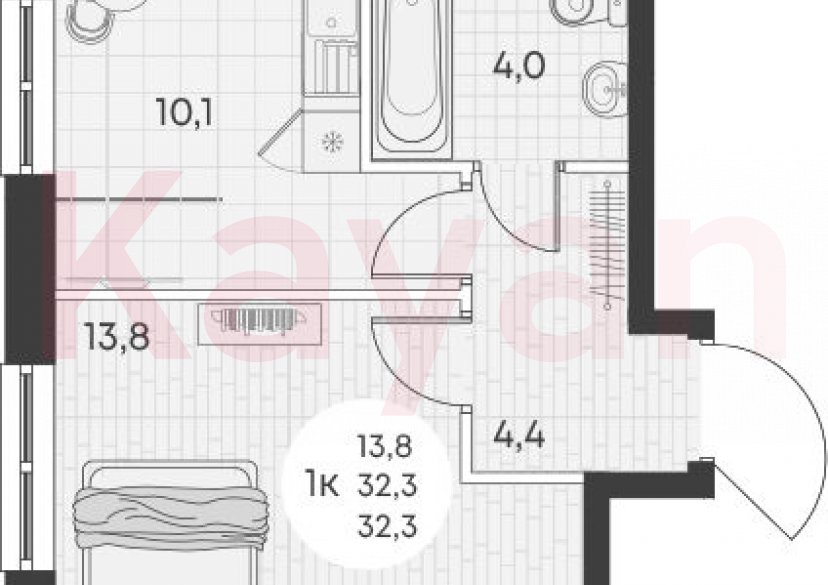 Продажа 1-комн. квартиры, 32.3 кв.м фото 0