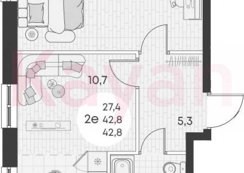 Продажа 2-комн. квартиры, 42.8 кв.м фото 0