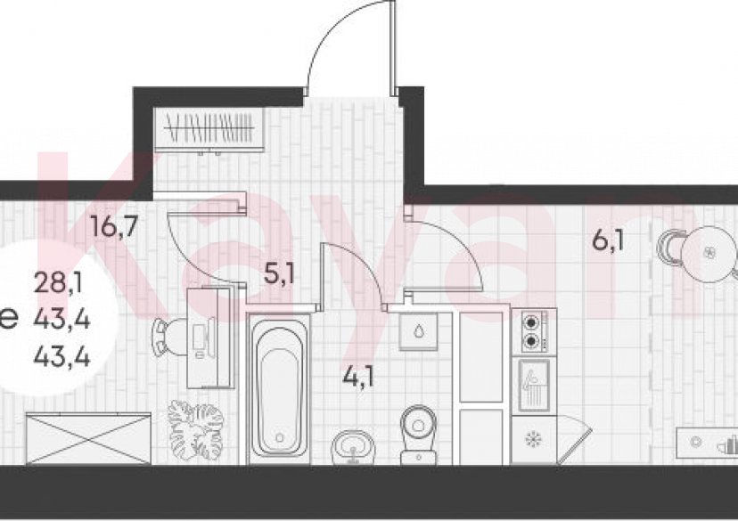 Продажа 2-комн. квартиры, 43.4 кв.м фото 0