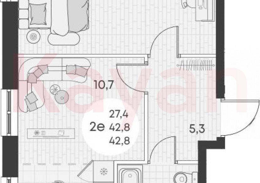 Продажа 2-комн. квартиры, 42.8 кв.м фото 0