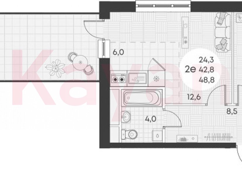 Продажа 2-комн. квартиры, 42.8 кв.м фото 0