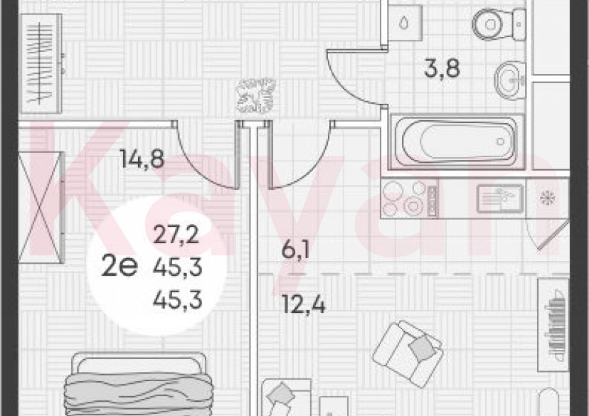 Продажа 2-комн. квартиры, 45.3 кв.м фото 0