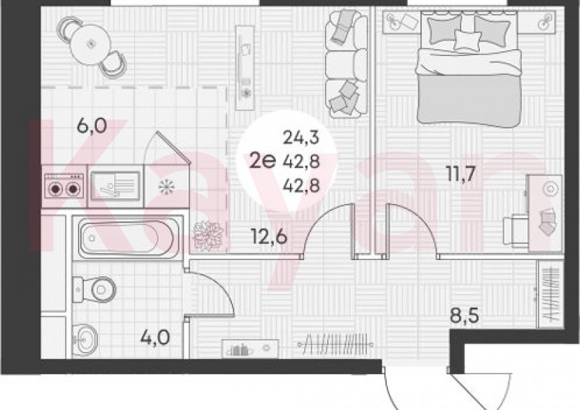 Продажа 2-комн. квартиры, 42.8 кв.м фото 0