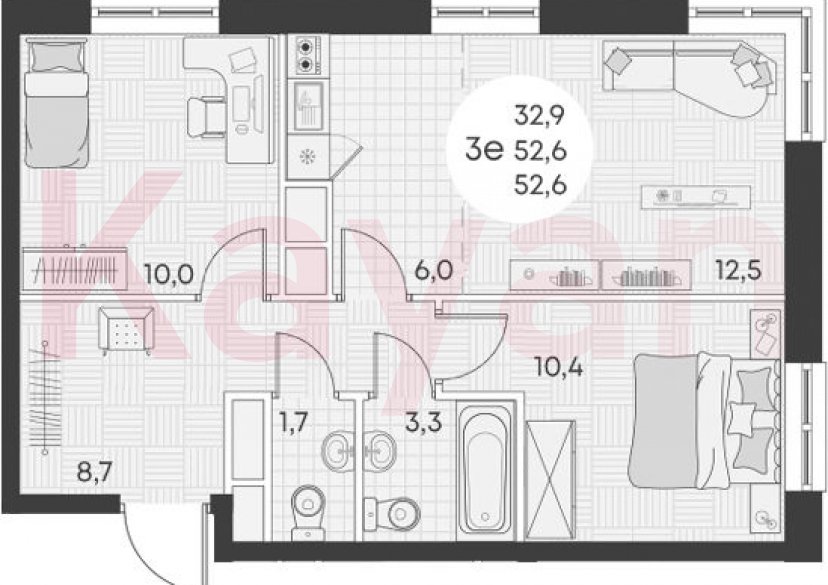 Продажа 3-комн. квартиры, 52.6 кв.м фото 0