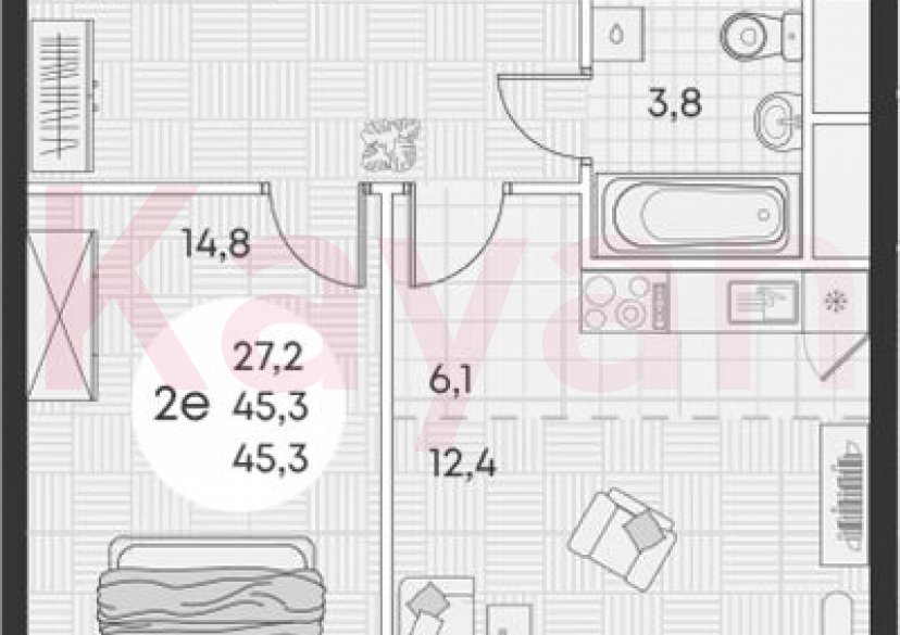 Продажа 2-комн. квартиры, 45.3 кв.м фото 0