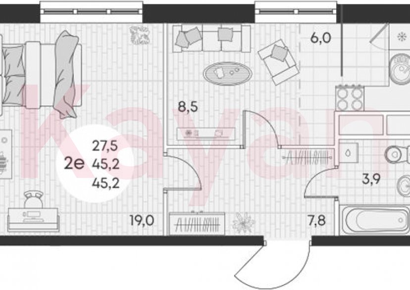 Продажа 2-комн. квартиры, 45.2 кв.м фото 0