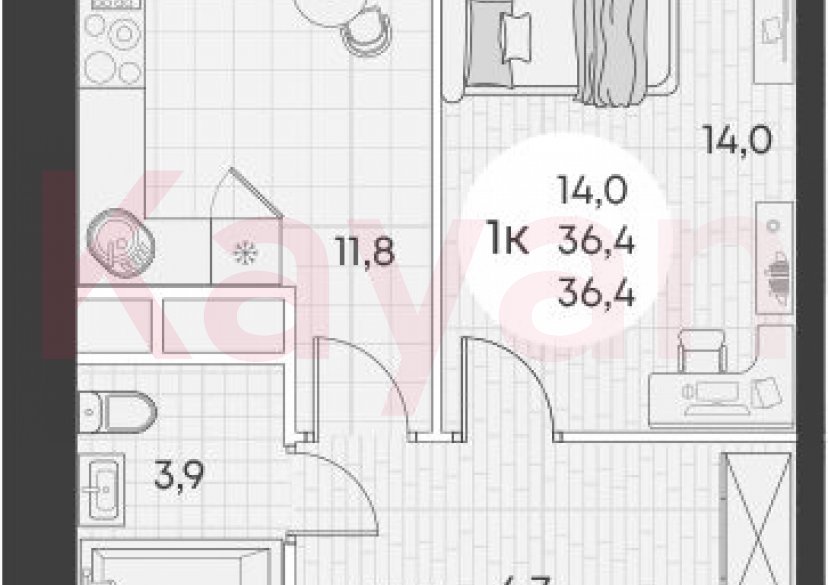 Продажа 1-комн. квартиры, 36.4 кв.м фото 0