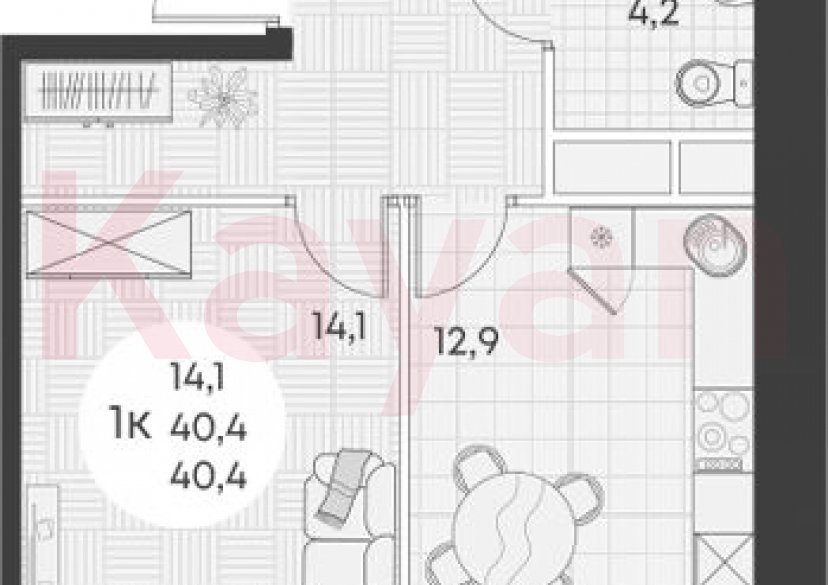 Продажа 1-комн. квартиры, 40.4 кв.м фото 0