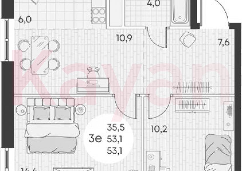 Продажа 3-комн. квартиры, 53.1 кв.м фото 0