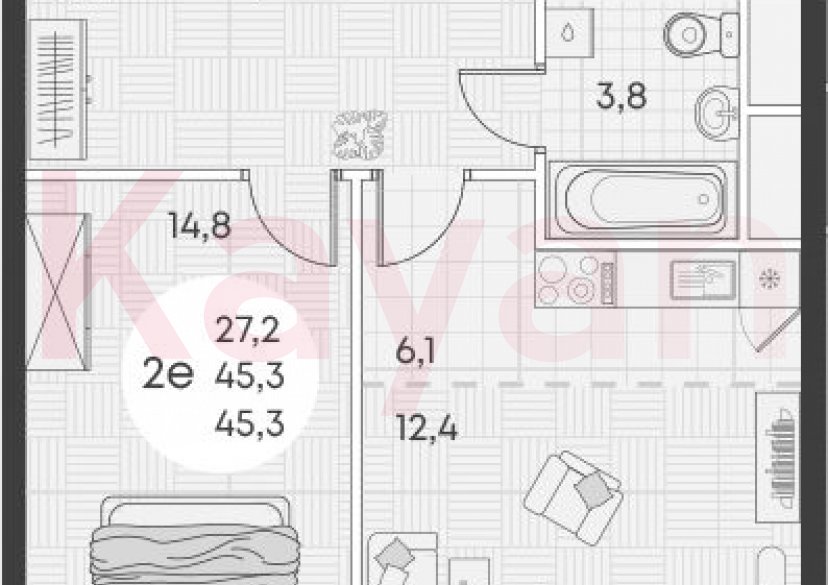 Продажа 2-комн. квартиры, 45.3 кв.м фото 0