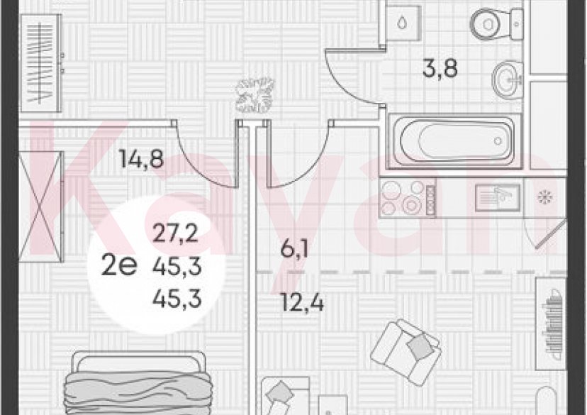 Продажа 2-комн. квартиры, 45.3 кв.м фото 0