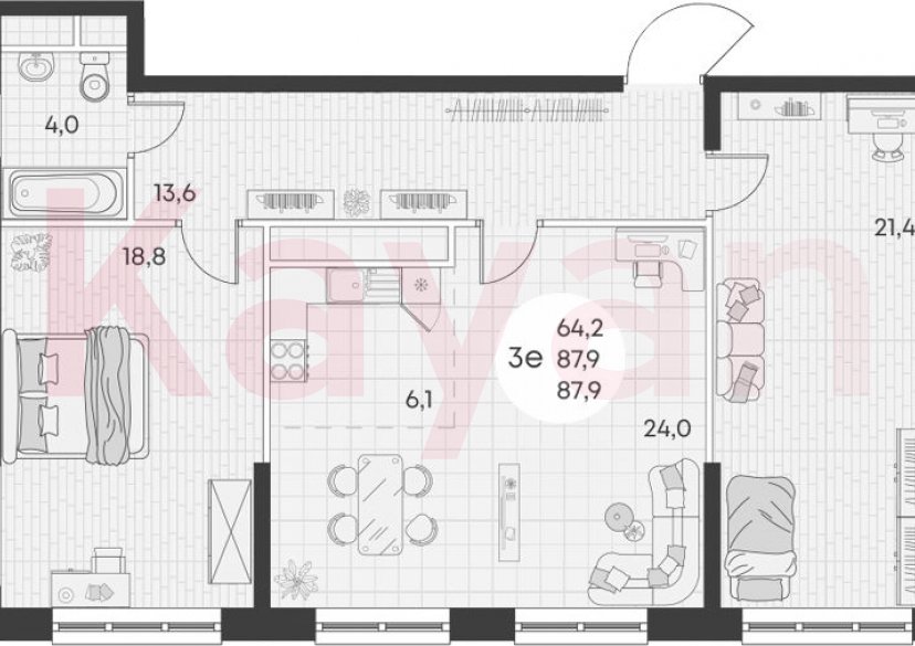 Продажа 3-комн. квартиры, 87.9 кв.м фото 0