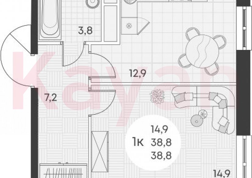 Продажа 1-комн. квартиры, 38.8 кв.м фото 0