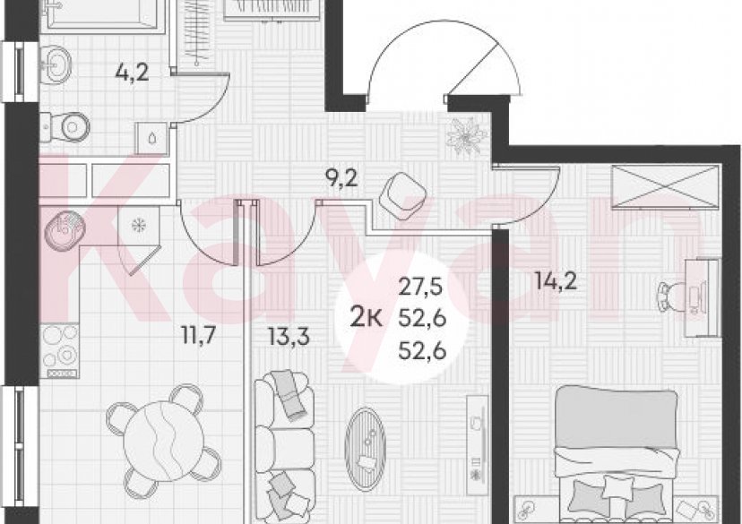 Продажа 2-комн. квартиры, 52.6 кв.м фото 0