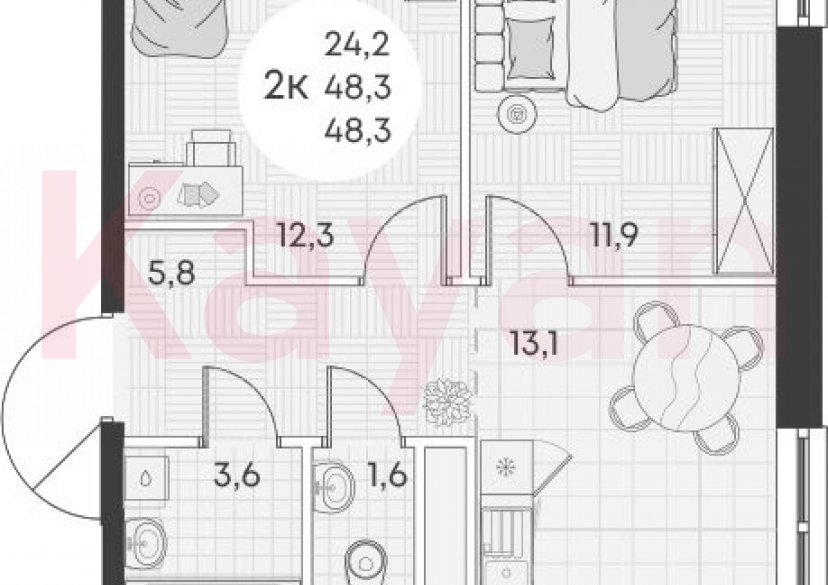 Продажа 2-комн. квартиры, 48.3 кв.м фото 0