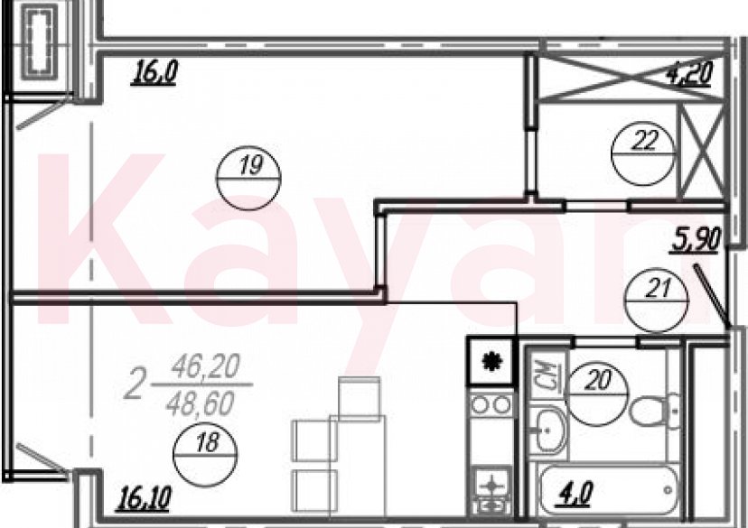 Продажа 2-комн. квартиры, 47.45 кв.м фото 0