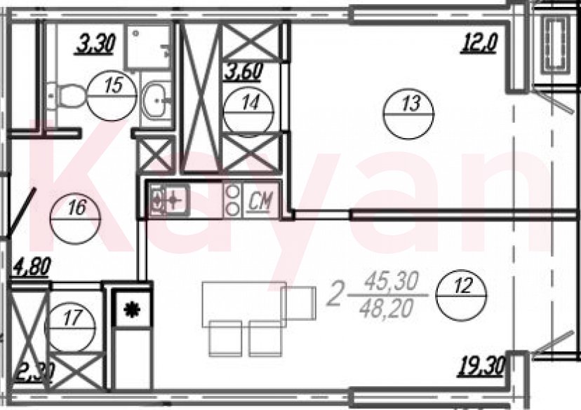 Продажа 2-комн. квартиры, 46.75 кв.м фото 0