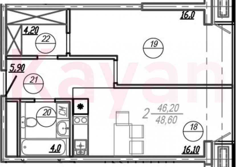 Продажа 2-комн. квартиры, 47.45 кв.м фото 0