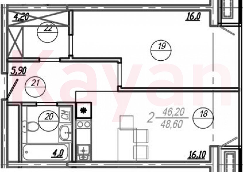 Продажа 2-комн. квартиры, 47.45 кв.м фото 0