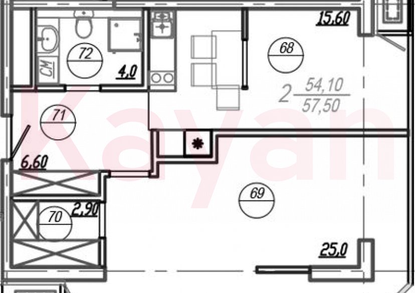 Продажа 2-комн. квартиры, 55.45 кв.м фото 0