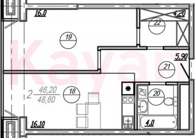 Продажа 2-комн. квартиры, 47.45 кв.м фото 0