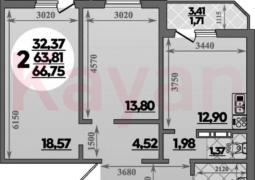 Продажа 2-комн. квартиры, 63.81 кв.м фото 0