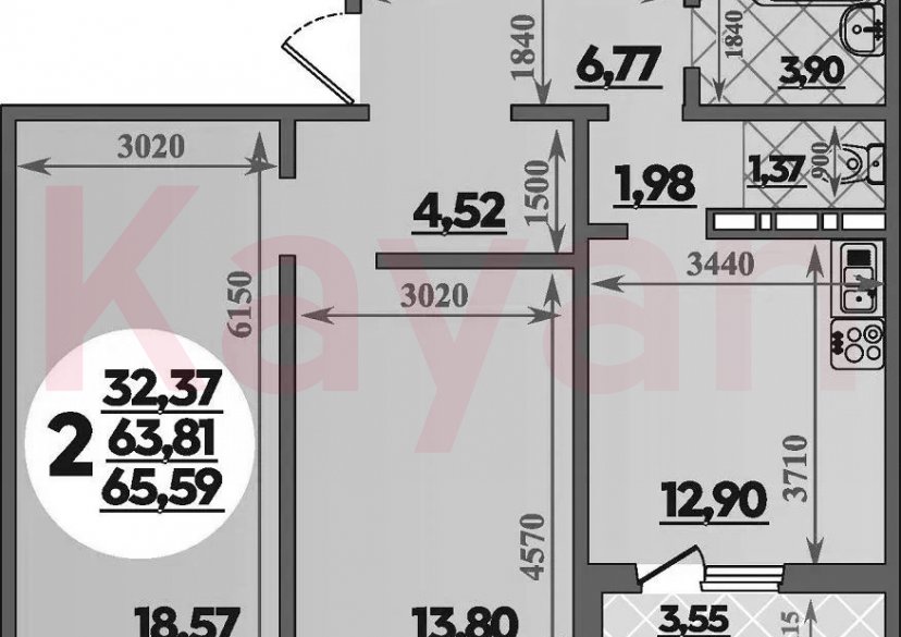 Продажа 2-комн. квартиры, 63.81 кв.м фото 0