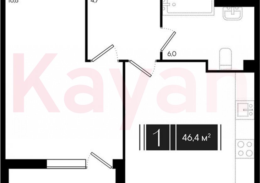 Продажа 1-комн. квартиры, 42.9 кв.м фото 0