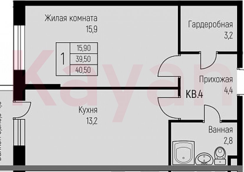 Продажа 1-комн. квартиры, 39.5 кв.м фото 0